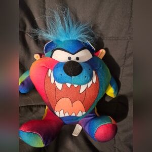 Looney Tunes Taz Tasmanian Devil Rainbow Gradient Multi Color Plush 6”